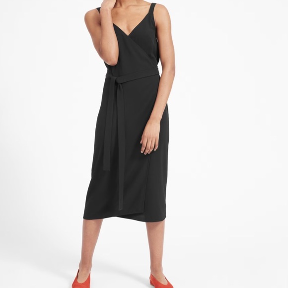 Everlane The Japanese GoWeave Tank Wrap Black Dress Sz 2 - Picture 1 of 11